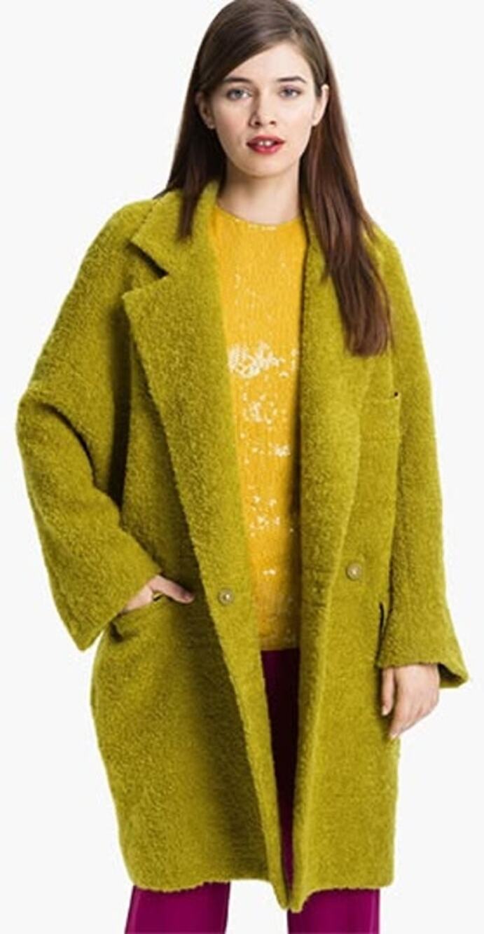 Diane von Furstenberg Laurel Chartreuse Bouclé Coat